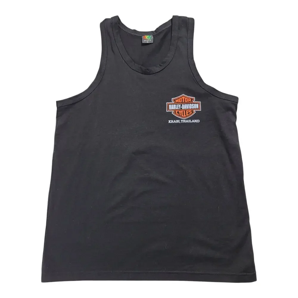 FTH Harley Davison Motor Cycles Krabi Thailand Black Tank ‎ Cotton Men's Size XL